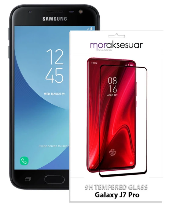 Samsung Galaxy J7 Pro 5D Ekran Koruyucu Cam Tam Kaplayan