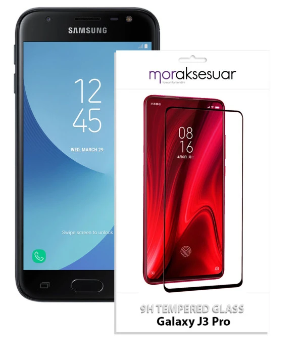 Samsung Galaxy J3 Pro 5D Ekran Koruyucu Cam Tam Kaplayan