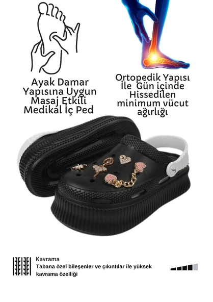 Medikal Terlik Ortopedik Pedli Masaj Etkili Süper Yumuşak Rahat Taş Figürlü Doktor Hastahane Hemşire Terlik - 3