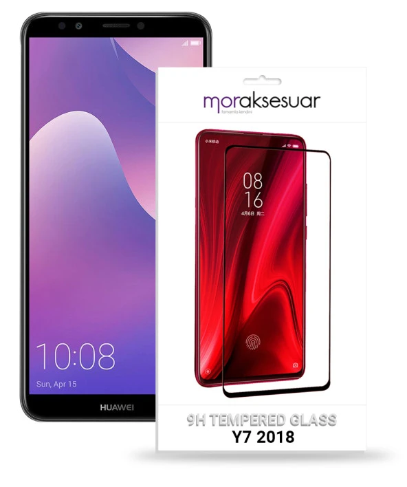 Huawei Y7 2018 5D Ekran Koruyucu Cam Tam Kaplayan