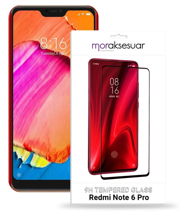 Xiaomi Redmi Note 6 Pro 5D Ekran Koruyucu Cam Tam Kaplayan