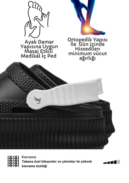 Medikal Terlik Ortopedik Pedli Masaj Etkili Süper Yumuşak Rahat Taş Figürlü Doktor Hastahane Hemşire Terlik - 4