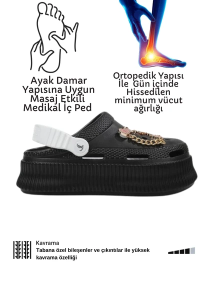 Medikal Terlik Ortopedik Pedli Masaj Etkili Süper Yumuşak Rahat Taş Figürlü Doktor Hastahane Hemşire Terlik - 2
