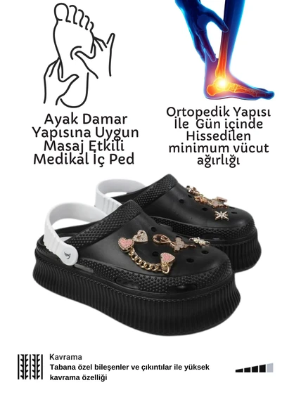 Medikal Terlik Ortopedik Pedli Masaj Etkili Süper Yumuşak Rahat Taş Figürlü Doktor Hastahane Hemşire Terlik