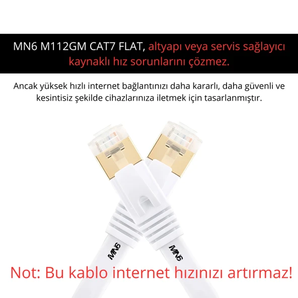 MN6 M112GM 3 Metre Cat7 Flat Kablo/10GBPS-600MHZ-RoHs Sertifikalı/Cat7 Ethernet Kablosu - 8