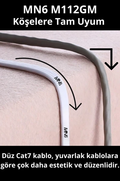 MN6 M112GM 3 Metre Cat7 Flat Kablo/10GBPS-600MHZ-RoHs Sertifikalı/Cat7 Ethernet Kablosu - 3