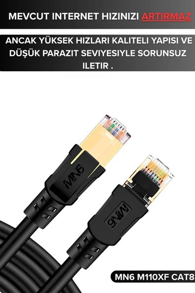 MN6 M110XF Cat8 Kablo/5 METRE/40GBPS-2000MHZ-26 Awg-S/ftp-Cat8 Ethernet Kablosu - 6