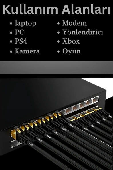 MN6 M109f Cat7 Kablo 3 Metre/10gbps-50 Mikron Altın Kaplama/STP/Cat7 Ethernet Kablosu - 4