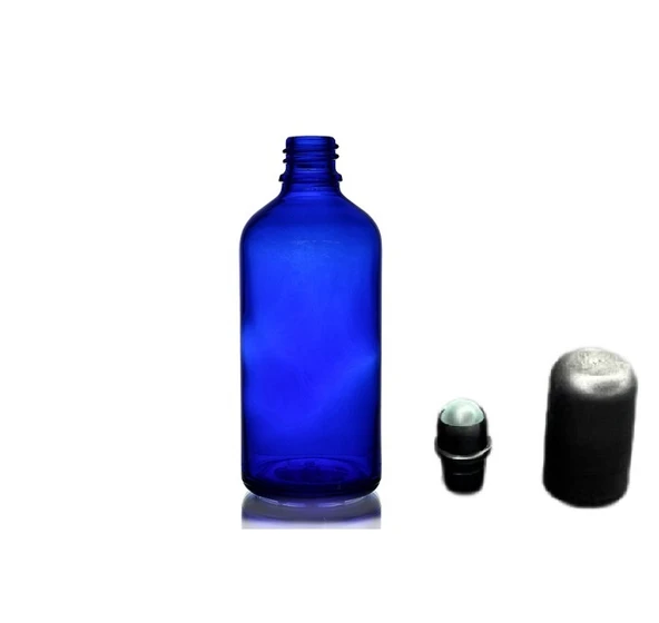 50ml mavi cam şişe roll-on şişe, 24 adet, bilye başlıklı şişe, cam şişe, roll-on şişesi - 1