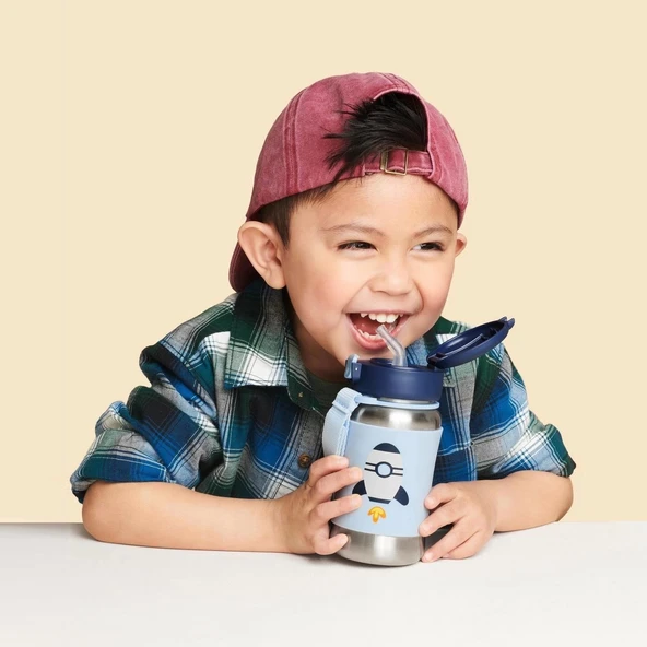 Skip Hop Zoo Pipetli Paslanmaz Çelik Suluk 350 Ml Roket - Resim 4