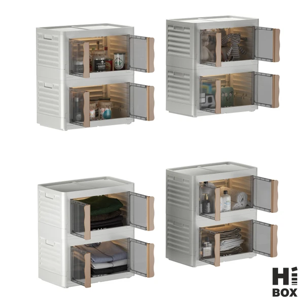 Hi-box Katlanabilir, 2 Kat istiflenebilir Saklama Kutusu Dayanıklı & Çok Amaçlı Organizer - 4
