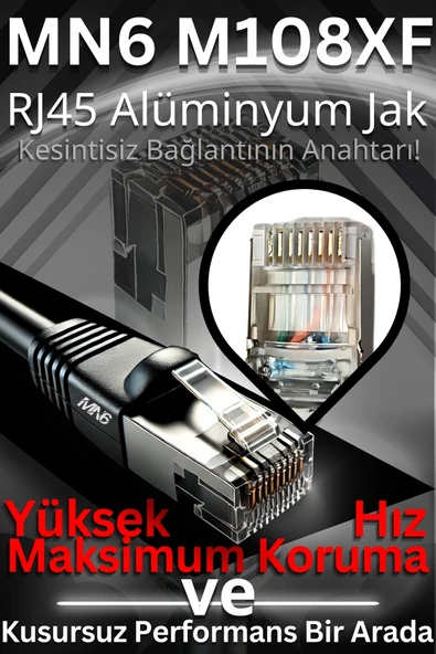 MN6 M108XF 60 Metre Internet Kablosu/FTP 0.60mm Cat6 Iki Kat Korumalı/iç Dış Mekan/60M Ethernet Kablosu - 6