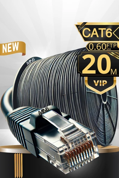 MN6 M108XF 20 Metre Internet Kablosu/FTP 0.60mm Cat6 Iki Kat Korumalı/iç Dış Mekan/20M Ethernet Kablosu