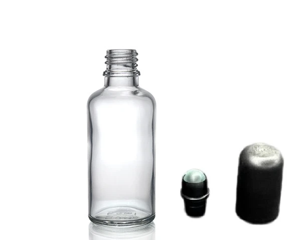 50ml şeffaf cam şişe roll-on şişe, 12 adet, bilye başlıklı şişe, cam şişe, roll-on şişesi