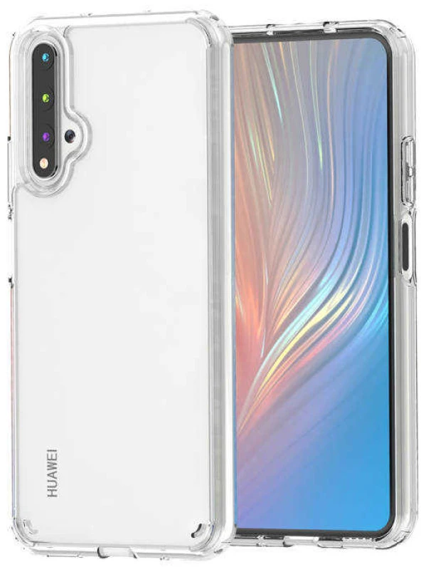 Huawei Nova 5T Kılıf Sert Şeffaf Köşe Korumalı Hibrit Kapak