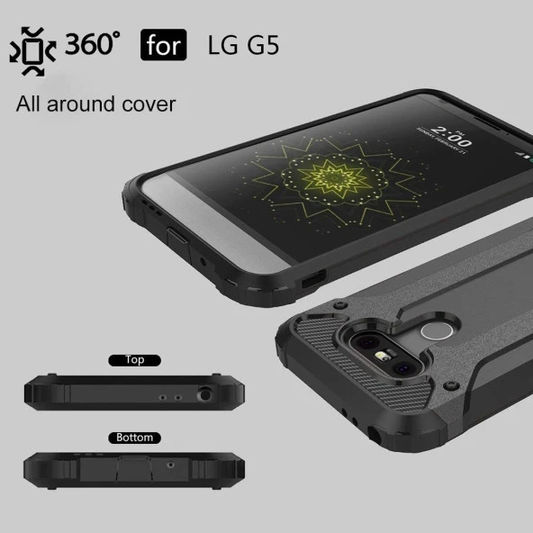 LG G5 Kılıf Zırhlı Tam Korumalı Silikon Tank Kapak - 8