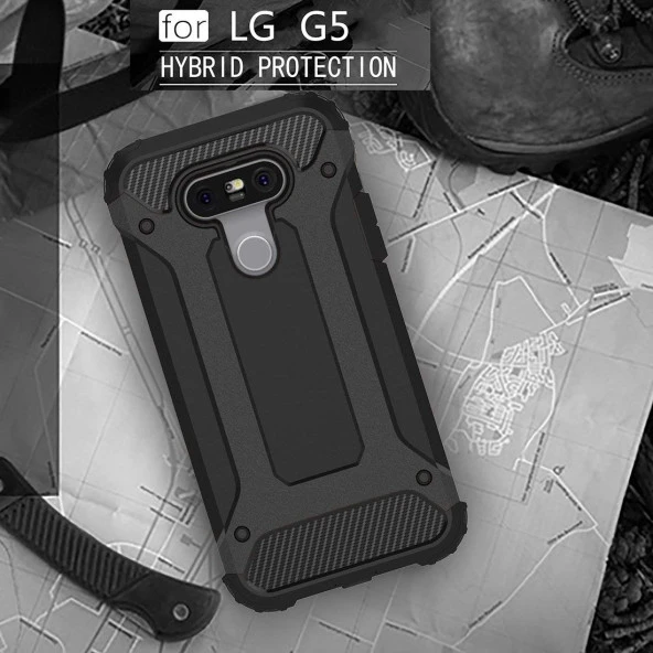 LG G5 Kılıf Zırhlı Tam Korumalı Silikon Tank Kapak - 10