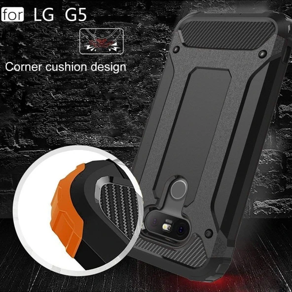 LG G5 Kılıf Zırhlı Tam Korumalı Silikon Tank Kapak - 12
