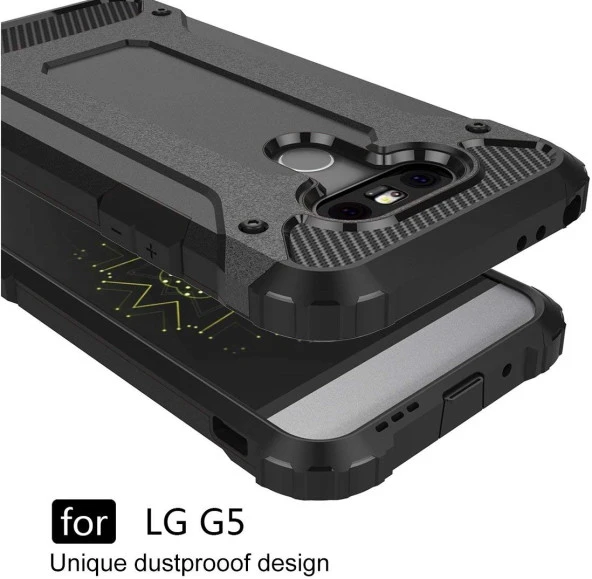 LG G5 Kılıf Zırhlı Tam Korumalı Silikon Tank Kapak - 9