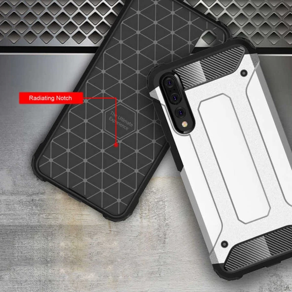 Huawei P20 Pro Kılıf Zırhlı Tam Korumalı Silikon Tank Kapak - 10