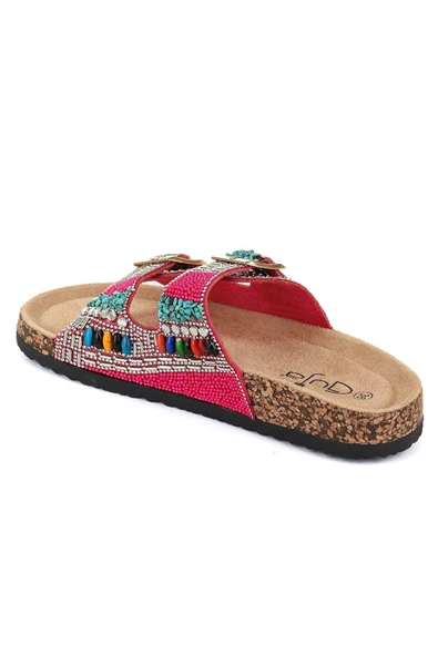 Fort GJ Alyona Anatomik Bonçuk Taş Detaylı İki Tokalı Kadın Terlik - Resim 4