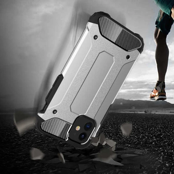 Apple iPhone 12 Kılıf Zırhlı Tam Korumalı Silikon Tank Kapak - 10