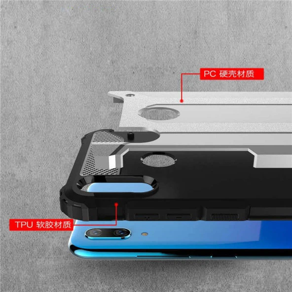 Huawei Y7 Prime 2019 Kılıf Zırhlı Tam Korumalı Silikon Tank Kapak - 9