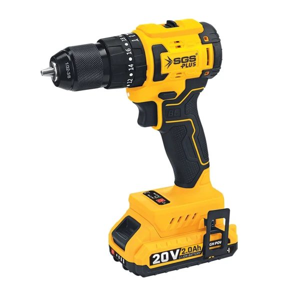 SGS5530 - 20 Volt 2 Amper 45 Nm Tork Akülü Şarjlı Darbeli Matkap Vidalama Seti Çift Akülü Kömürsüz Motor - 3