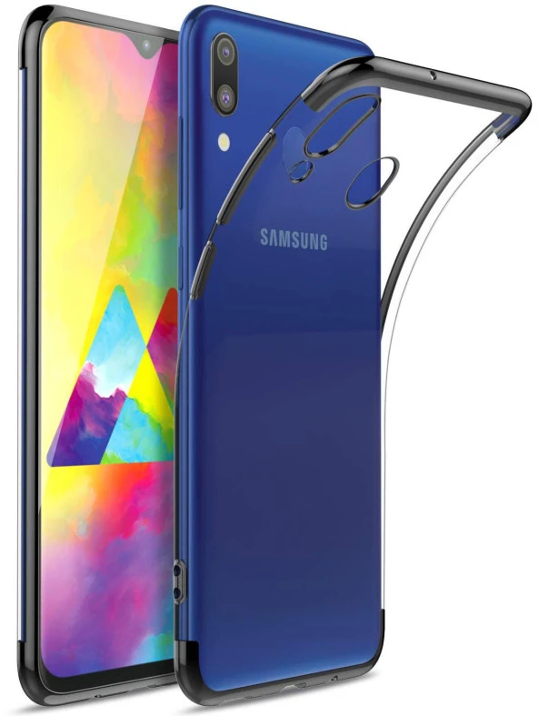 Samsung Galaxy A20 Kılıf Lazer Boyalı Renkli Esnek Silikon Şeffaf
