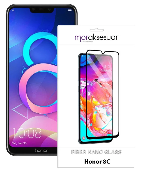 Honor 8C Ekran Koruyucu Kırılmaz Fiber Nano Tam Kaplayan Cam