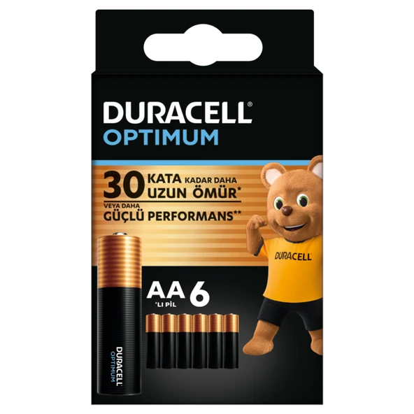 Duracell Optimum AA Alkalin Kalem Pil, 1,5V (LR6 / MN1500), 6 lı Paket