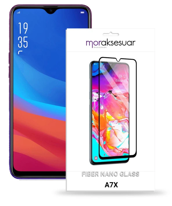 Oppo A7X Ekran Koruyucu Kırılmaz Fiber Nano Tam Kaplayan Cam