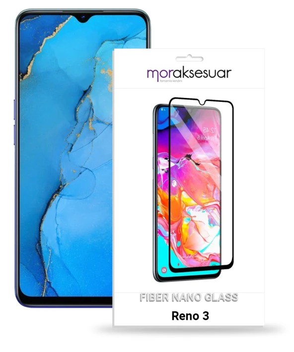 Oppo Reno 3 Ekran Koruyucu Kırılmaz Fiber Nano Tam Kaplayan Cam