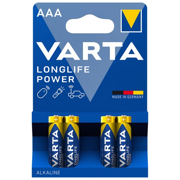 Varta Longlife Power AAA İnce Kalem Pil 4'lü Paket (Alkalin)