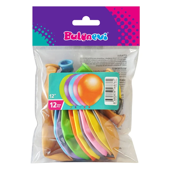 Balon Evi Metalik Karışık Balon 12" 12 Li