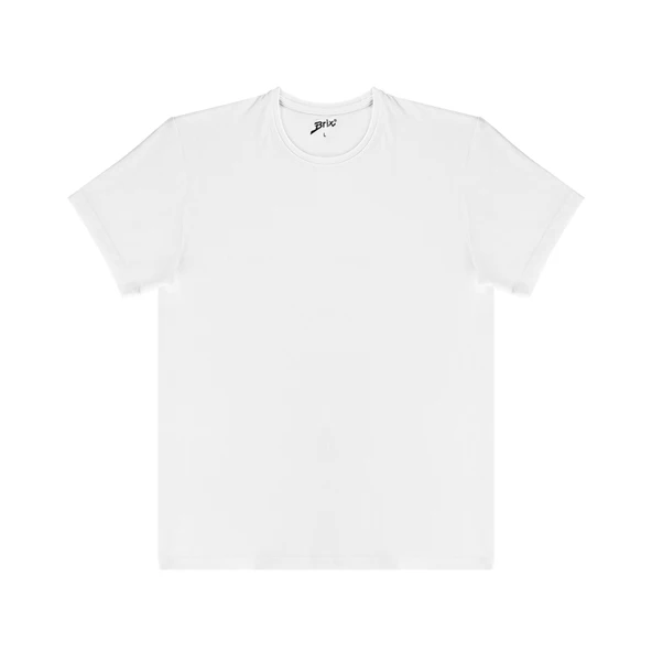 Brix Erkek Elastan O Yaka Tshirt Beyaz L