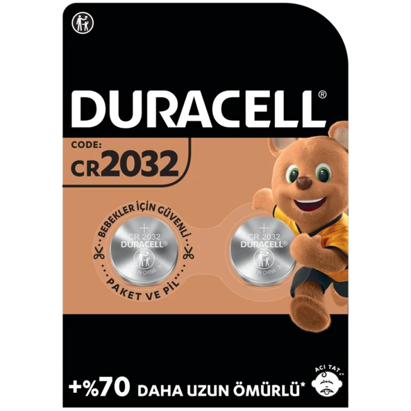 Duracell Özel 2032 Lityum Düğme Pil 3V (CR2032), 2 li Paket