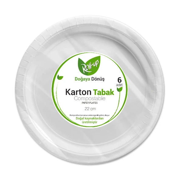 Roll-Up Doğaya Dönüş Karton Tabak 22 Cm 6'lı