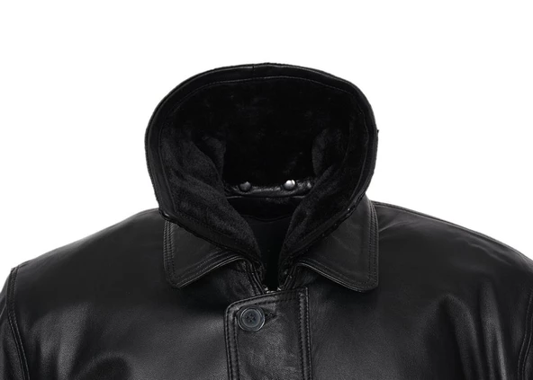 Kışlık Erkek Deri Kaban Siyah Renk - 5