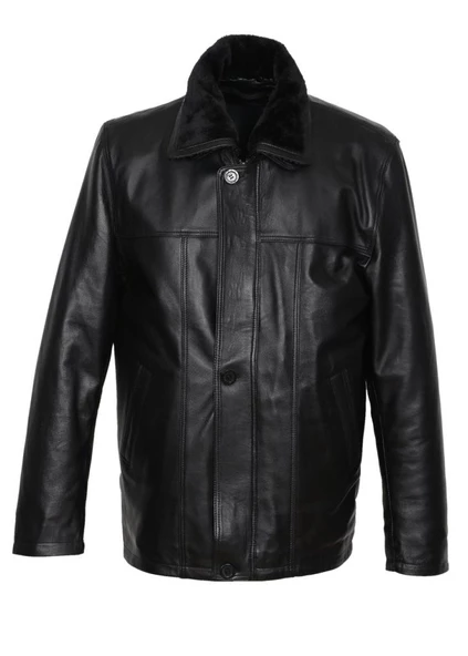 Kışlık Erkek Deri Kaban Siyah Renk - 6