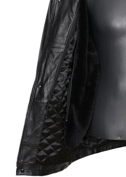 Kışlık Erkek Deri Kaban Siyah Renk - 9