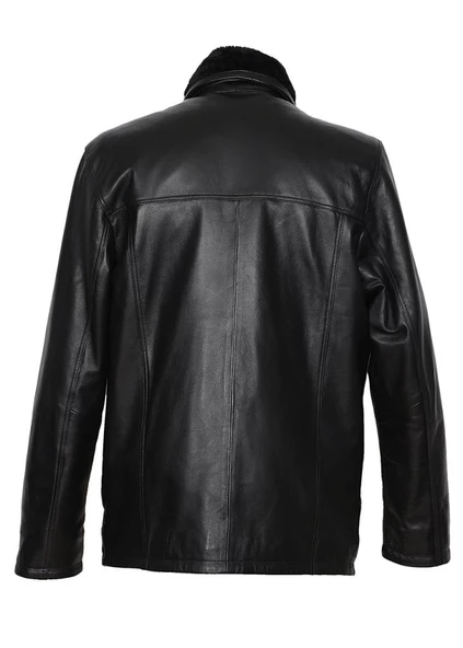 Kışlık Erkek Deri Kaban Siyah Renk - 7