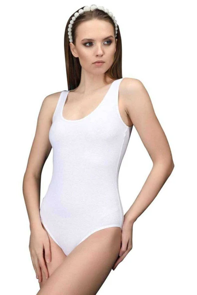 Elit Life Geniş Askılı Kadın Dikişsiz Çıtçıtlı Slip Body Beyaz 878