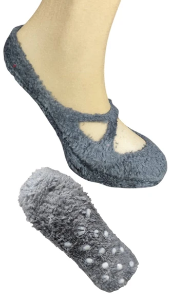 1 Adet Bayan Kaydırmaz Tabanlı Peluş Yoga Pilates Fitness Çorabı - 6