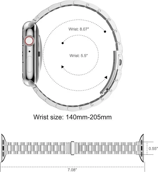 iiteeology Paslanmaz Çelik Kordon Uyumlu Apple Watch Kordon - 4