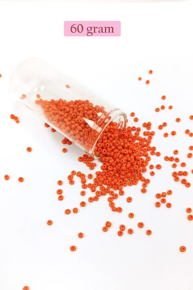 Dökme Cam Kum Boncuk (11/0) 2 mm - 60 Gram -  Turuncu - BNC048 ürün görseli 1