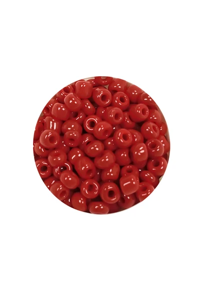 Dökme Cam Kum Boncuk Büyük Boy (6/0) 4 mm - 20 Gram - Koyu Kırmızı - BNC074 - Resim 2