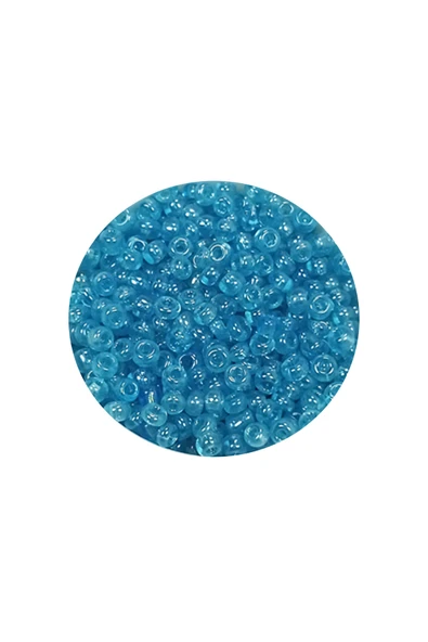 Dökme Cam Kum Boncuk (11/0) 2 mm - 60 Gram -  Şeffaf Koyu Camgöbeği - BNC061 - Resim 2