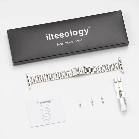 iiteeology Paslanmaz Çelik Kordon Uyumlu Apple Watch Kordon - 8