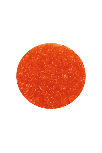 Dökme Cam Kum Boncuk (11/0) 2 mm - 60 Gram -  Şeffaf Turuncu - BNC051 - Resim 2